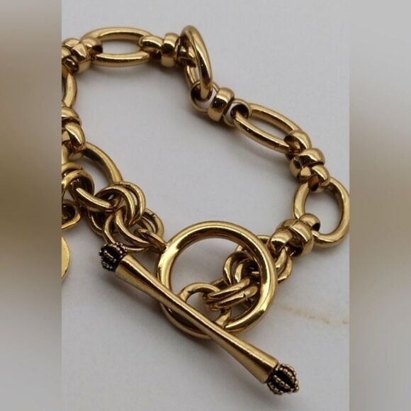 Juicy Couture Gold Heart  Charm Toggle Chain Bracelet Jewelry - Picture 8 of 11